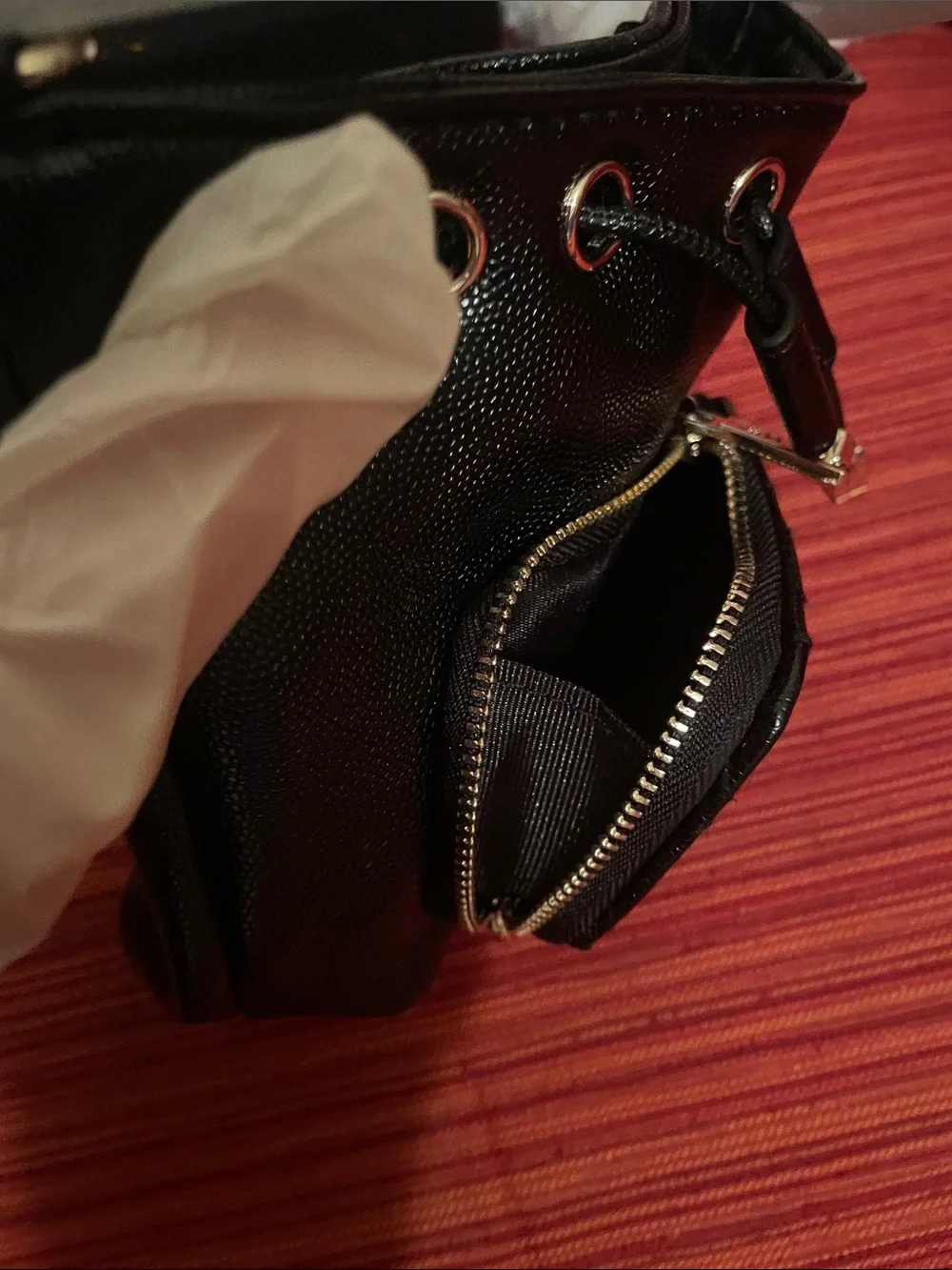 Make up Black Quilted Bucket Bag with Gold Hardware
